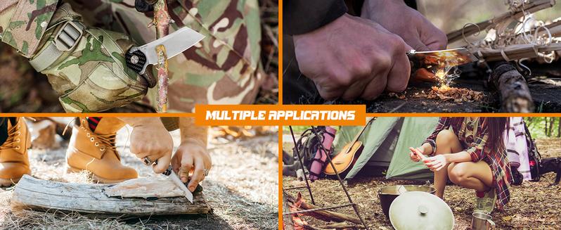 CJRB Crag Recoil-lock Tactical Tool Knife,Cleaver Pocket Folding Knife with Stonewash AR-RPM9 Steel Blade and Carbon Fiber Handle for Men Outdoor, Camping and FathersDayGift Survival Equipment Set Survival Gear