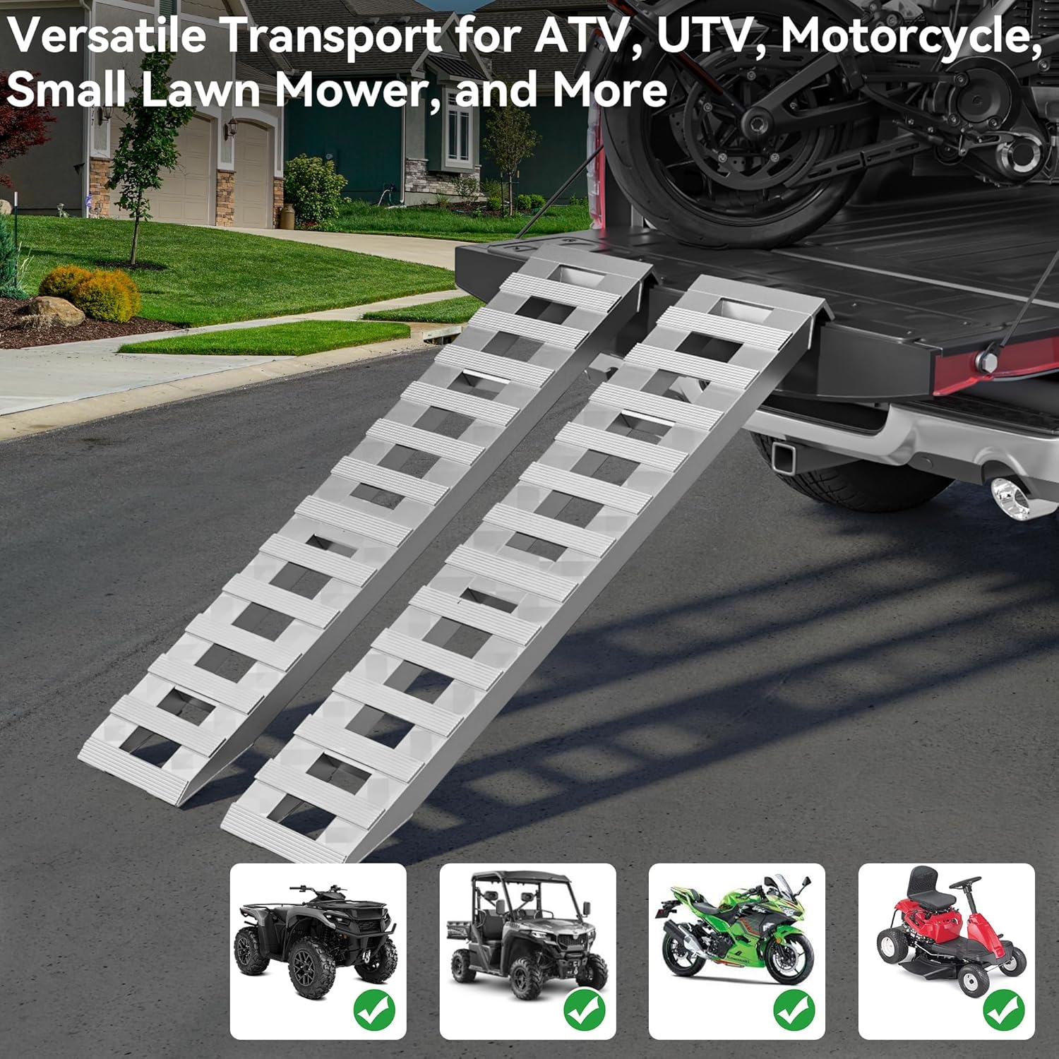 YITAMOTOR 2pcs 6000lbs 60" x 12" / 72" x 15" / 84" x 14" Aluminum Trailer Ramps, Heavy Duty Aluminum Trailer Ramps, Loading Ramps Car ATV Truck Auto Hauler Knife & Hook Ends YITAMOTOR 2pcs 6000lbs 60" x 12" / 72" x 15" / 84" x 14" Aluminum Trailer Ramps, Heavy Duty Aluminum Trailer Ramps, Loading Ramps Car ATV Truck Auto Hauler Knife & Hook Ends