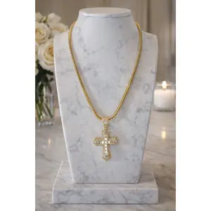 Royal Legacy Cross Necklace 18” Bold Snake Chain