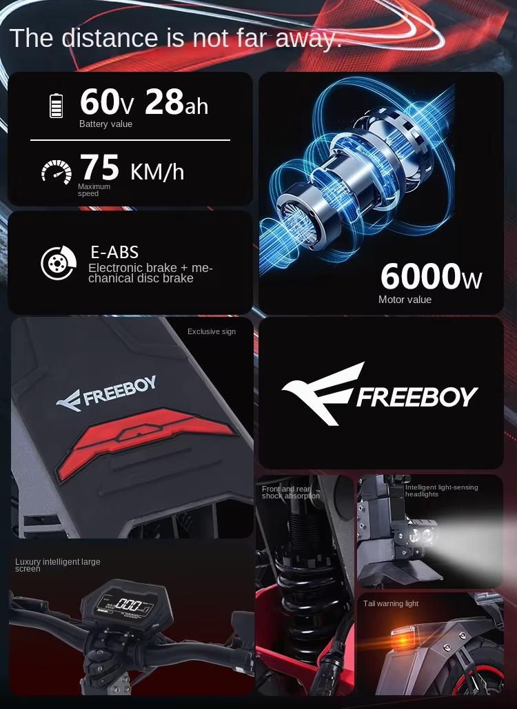 H8 Carbon Steel 2-Wheel Kick Commuting Scooter - 6000W Dual-Drive, Adult Long-Range, Overseas Warehouse Spot, Straight Hair Design, Two-Wheel Kick Scooters