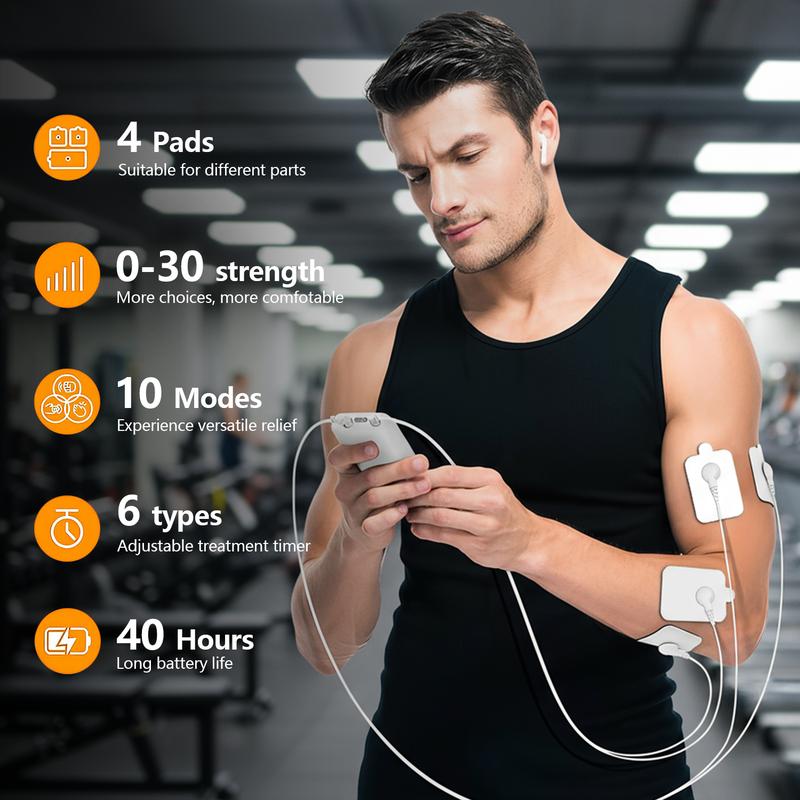 EMS Pulse Stimulator - Rechargeable Relaxation Device for Neck Shoulder & Full Body with 4pcs Pads
