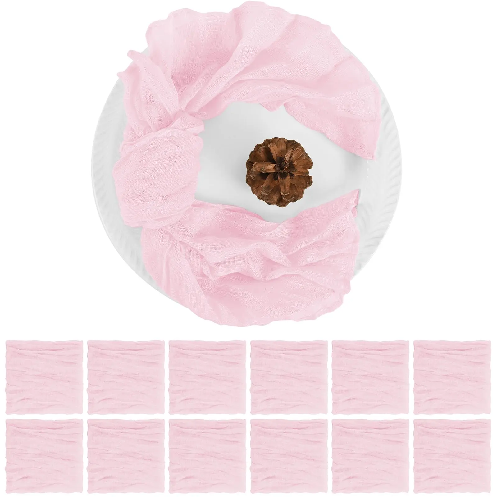 SHOWGEOUS Lightweight Cheesecloth Gauze Napkins - 20x20 In, Multiple Packs (42/60/84 Count), Soft Texture, Stitched Edge, Boho Table Napkins for Wedding, Event Décor