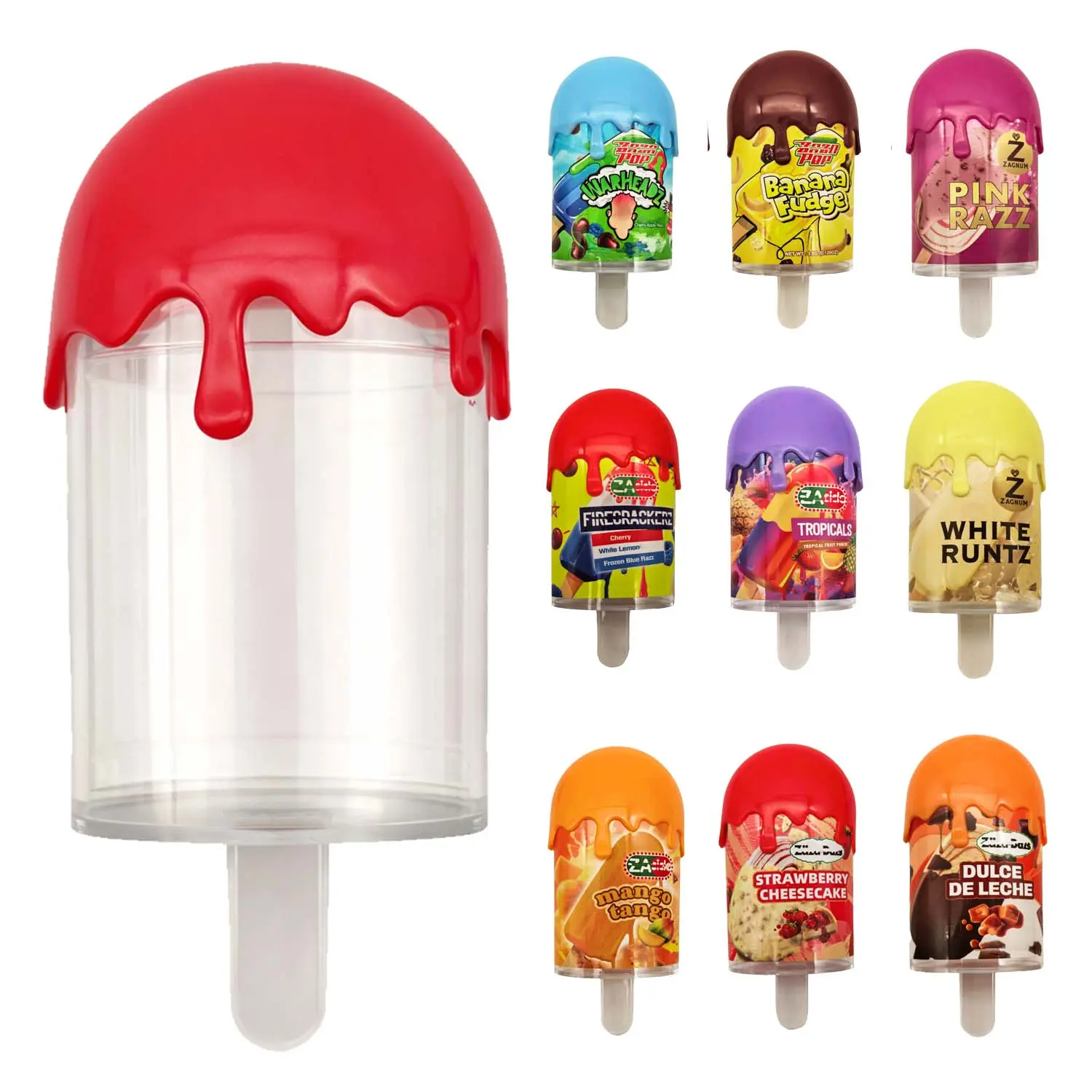 (12 Count) Popsicle Style Plastic Storage Containers with Decorative Wrap Labels - Styles