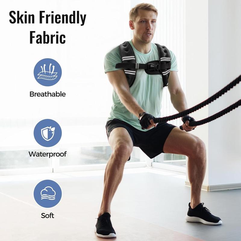 Weight vest, 8 pounds/10 pounds/12 pounds/18 pounds, Weighted Vest for Women & Men with Reflective Stripe and Adjustable Buckle, Comfortable & Durable Rucking Vest for Walking, Running & Strength Training