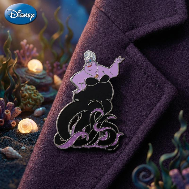 3PCS Disney Classic Villain Pin Officially Licensed Black Magic Maleficent Evil Queen Ursula Anime Brooch Backpack Decoration Jacket Lapel Anti-Rust Exquisite Alloy Enamel Gift