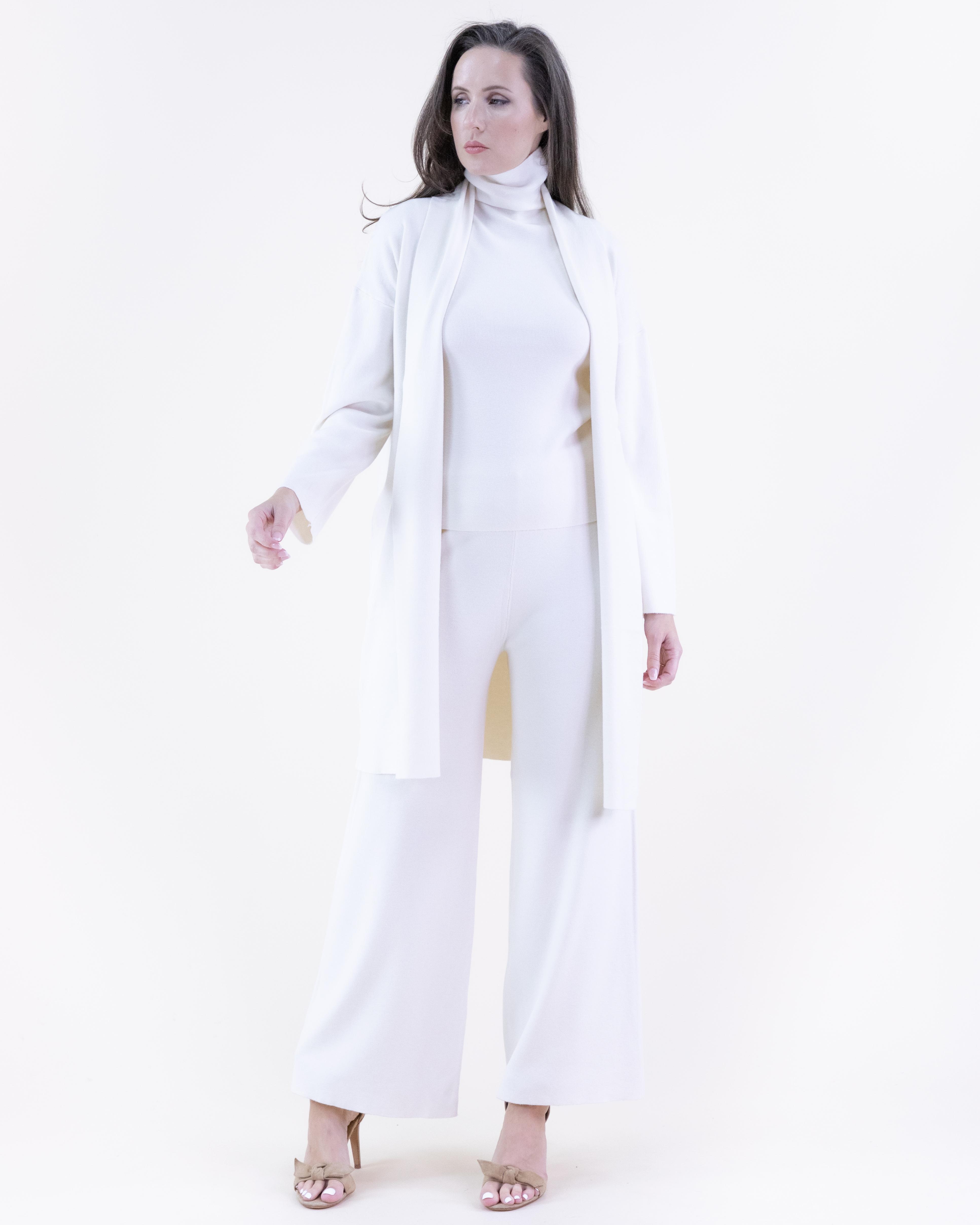 Sleeveless Turtleneck Knit Top Wide-Leg Pants & Open-Front Cardigan Set for Women Minimalist Basic Winter Clothes Soft Cozy Knit Fabric High-Neck Top Full-Length Pants Knee-Length Cardigan Sleeveless Turtleneck Knit Top Wide-Leg Pants & Open-Front Cardigan Set for Women Minimalist Basic Winter Clothes Soft Cozy Knit Fabric High-Neck Top Full-Length Pants Knee-Length Cardigan