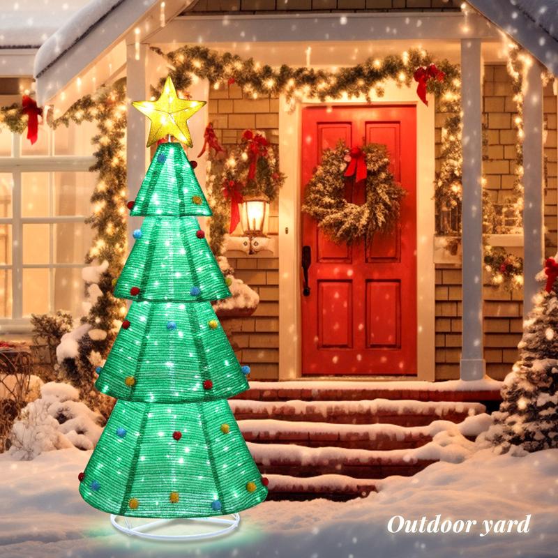 6ft Pre-Lit Pop-Up Christmas Tree with 200 LED Lights, Large Holiday Party Christmas Decoration for Indoor and Outdoor Use, Green