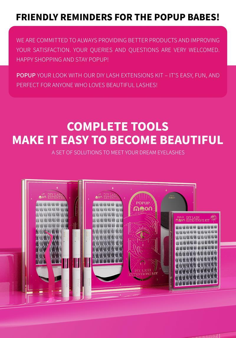 DIY Eyelash Extension Kit-280 Pieces-Long Lasting & Waterproof-Beginner Friendly-Natural Look-Fluffy-3D-D Curl-Cosmetic Makeup DIY Eyelash Extension Kit-280 Pieces-Long Lasting & Waterproof-Beginner Friendly-Natural Look-Fluffy-3D-D Curl-Cosmetic Makeup