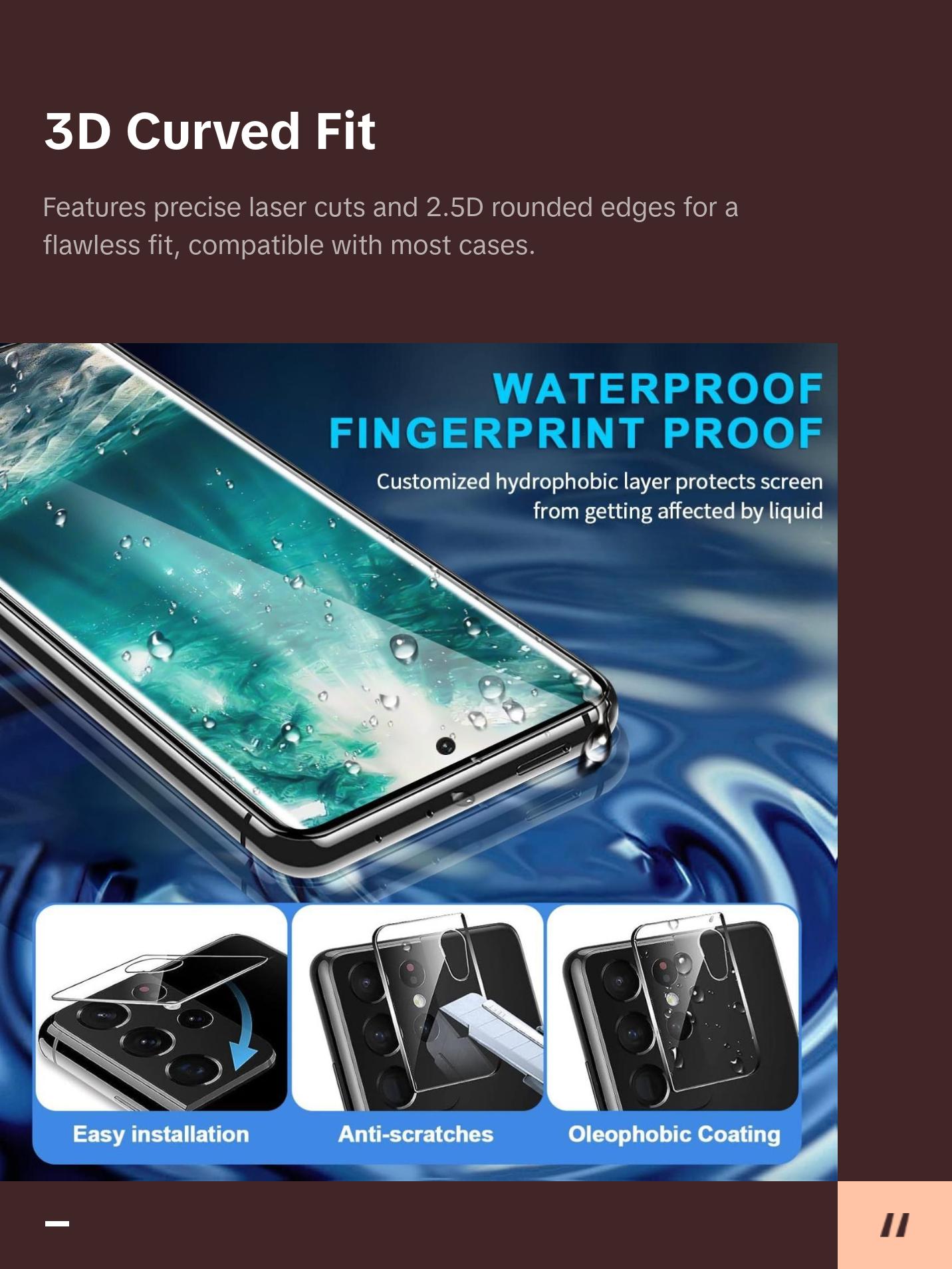 [2+2 Pack] Galaxy S21 Ultra Screen Protector Tempered Glass for Samsung Galaxy S21 Ultra 5G, Ultrasonic Fingerprint Compatible,3D Curved,HD Clear with 9H Tempered Glass Camera Lens Protector Shockproof Automatic