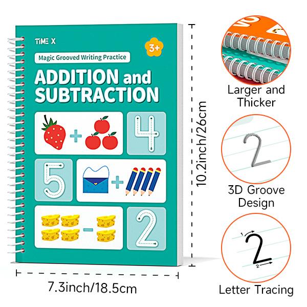 2026-TIMEX Reusable Grooved Handwriting Workbook for Kids, Learning Materials, 6 Books–Early Elementary,Math, Words, Drawing –Gift for Child,Easter's Day