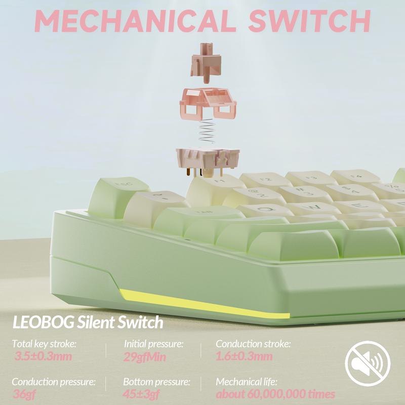 SOLAKAKA KI99 Pro Silent Wireless Mechanical Keyboard Quiet Switch Hot Swappable Silent Keyboard with RGB Backlit Gasket Structure Computer Gaming Keyboards Avocado Green