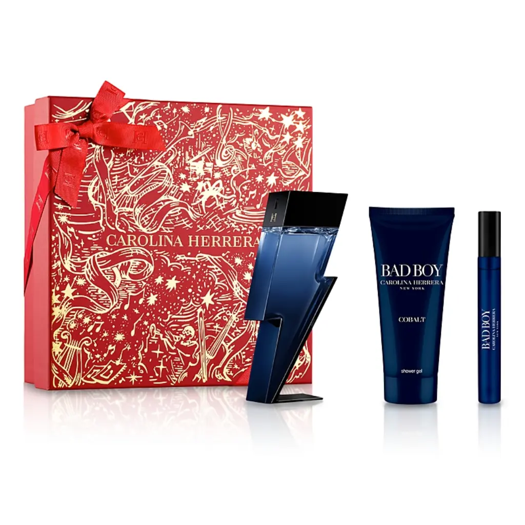 Carolina Herrera Bad Boy Cobalt for Men 3 Piece Set (3.4 Eau de Parfum Spray + 3.4 Shower Gel + 0.34 Eau de Parfum Spray)
