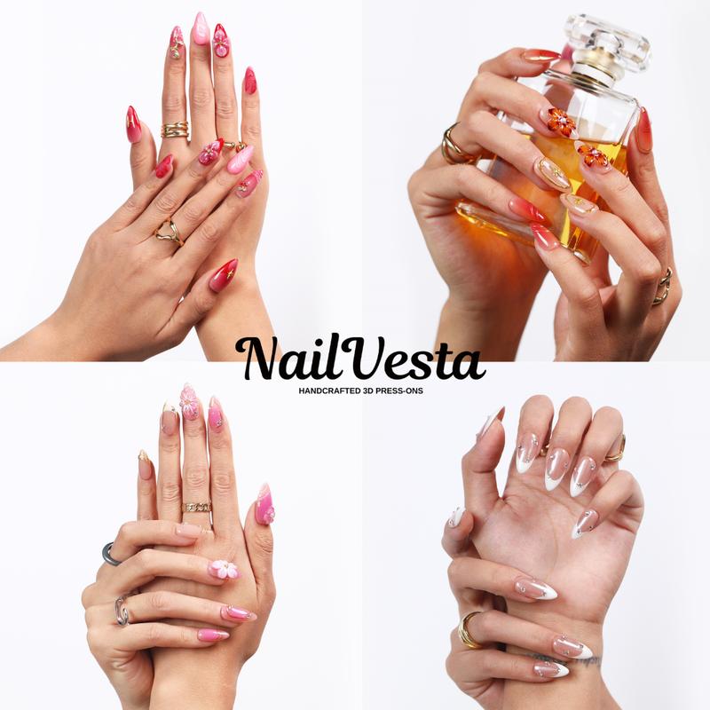 NailVesta DreamWear Collection – 100% Handcrafted 3D Press-On Nails | Reusable, Long-Lasting, Salon-Quality