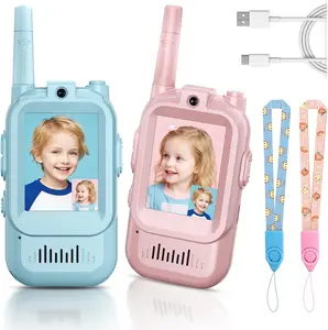 Video Walkie Talkies for Kids, Handheld 2 Pack Rechargeable Video Intercom Kids Walkies Talkies, Indoor Outdoor Toys for Family Games, Outside, Camping, Hiking for Boys Girls Ages 3-12 (Blue/Pink) YUSSBCU