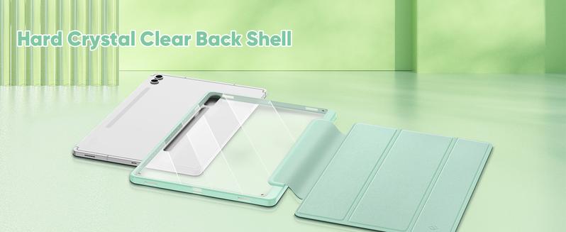 Fintie Hybrid Slim Case for Galaxy Tab S10 Plus/ S9 FE Plus 12.4-inch, Clear Back Cover, Built-in Pen Holder, Auto-Wake/Sleep, Tablet Protection Cover