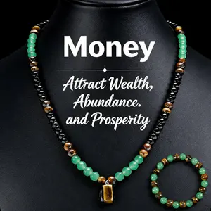 Money Attraction Bracelet and Money Attraction Necklace, Anniversary, Vacation &Theme Parties Jewelry Charms Abundance Crystal bracelet，Long Chain，Sweater chain，Ideal Gift Jewelry for Men and Women,Crystal Protection Jewelry for Wealth Abundance