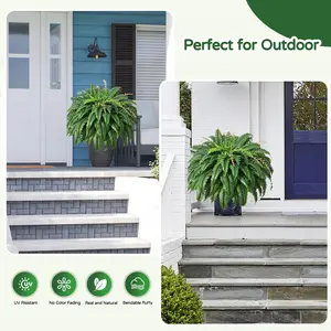 128 Leaves Fake Ferns, Large Artificial Boston Fern, Faux Fern Plants for Home, Office, Garden Indoor Outdoor Decoration(49 inch,1pack)