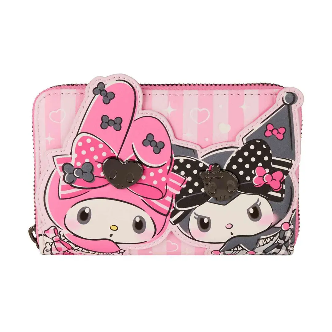 Loungefly Women's Sanrio My Melody & Kuromi Zip-Around Wallet Purse, Casual Trendy Women's Zipper Wallet for Daily Use, Casual Trendy Wallet