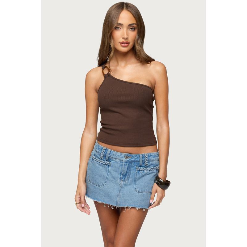 Calista Ribbed One Shoulder Top