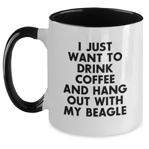 Funny Beagle Dog Lover Gifts for Men Women Friends from Beagle Dog Parents, I Just Want To Drink Coffee And Hang Out With My Beagle Valentine's Unique Coffee Mugs