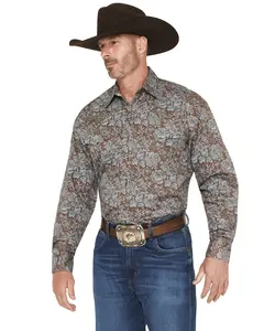 Stetson Men's Men'S Floral Paisley Print Long Sleeve Snap Western Shirt - 11-001-0425-6044 Br