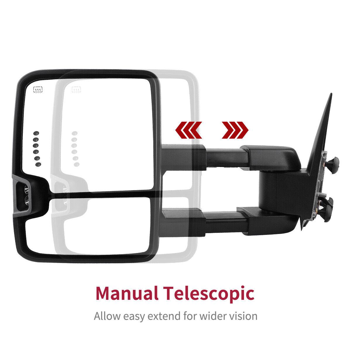 YITAMOTOR Towing Mirrors Compatible with Chevy Silverado Tahoe Suburban Avalanche GMC Sierra Yukon Cadillac Escalade 2003-2006 Power Heated LED Signal Lamp Clearance Light Black Pair Mirrors