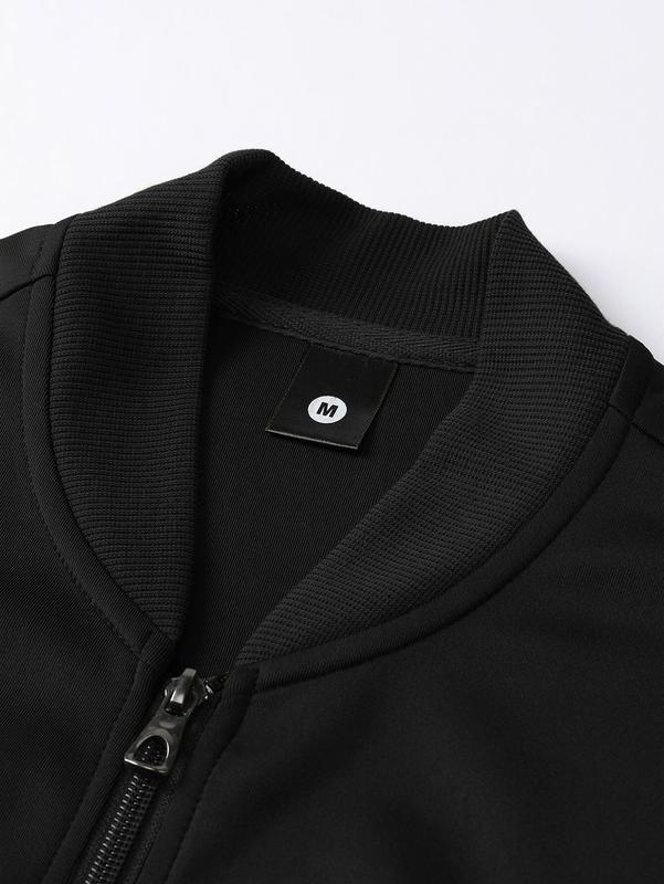 Men's Baseball Collar Casual Set 2-Piece Fashion Zipper Jacket & Drawstring Sweatpants Minimalist Trendy Design with Galloping Horse Print Ideal for Sports & Everyday Wear