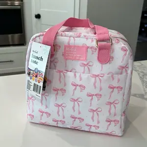Pastel Pink Bow Lunch Tote