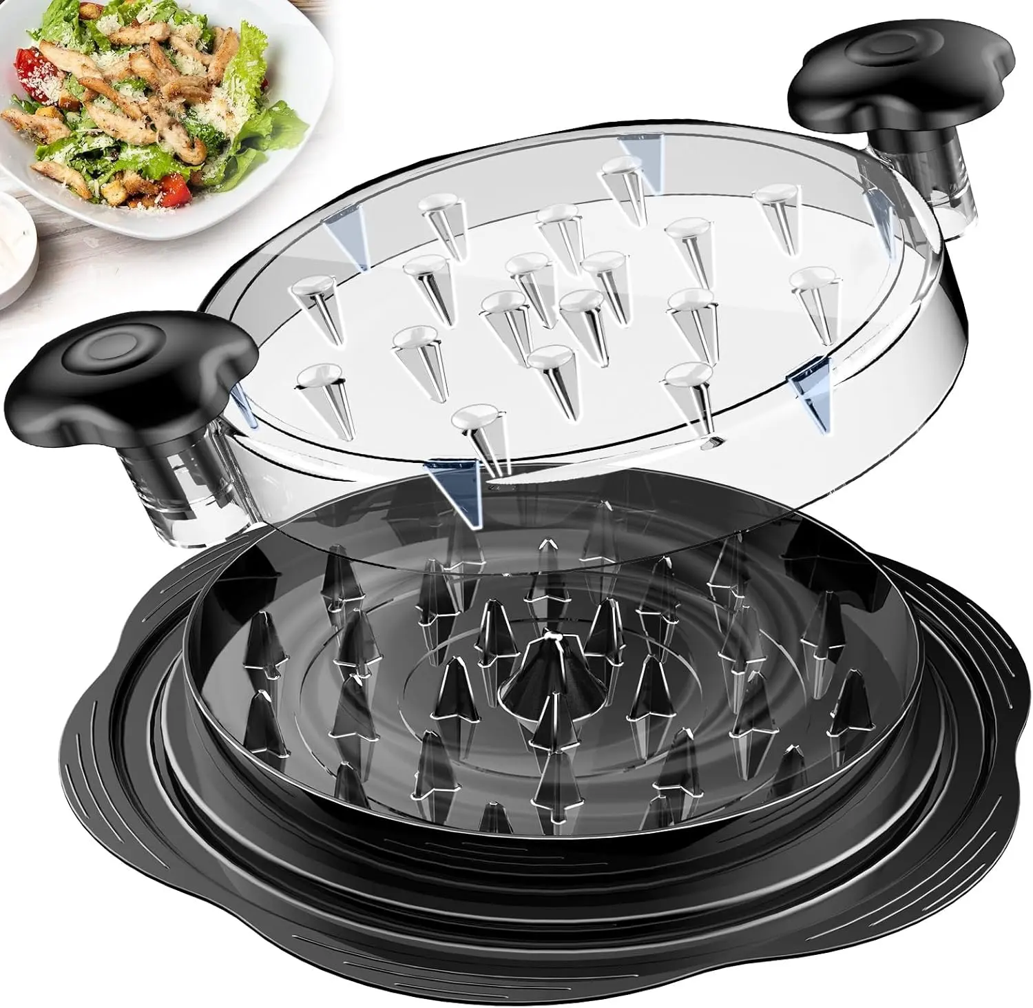 Chicken Shredder Tool Twist Large – Visible Meat Shredder for Chicken Breast with Cleaning Brush & Tong, BPA-Free Non-Slip Base, Ergonomic Handle, Heat Resistant & Dishwasher Safe