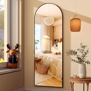 59 in. H x 16 in. W Arched  Full  Length Mirror with AIuminum AIIoy Frame and Nano Glass for Dressing and Home Decor AIuminum AIIoy Framed FuII Length Mirror Floor Mirror Wall Mirror Decor Glass