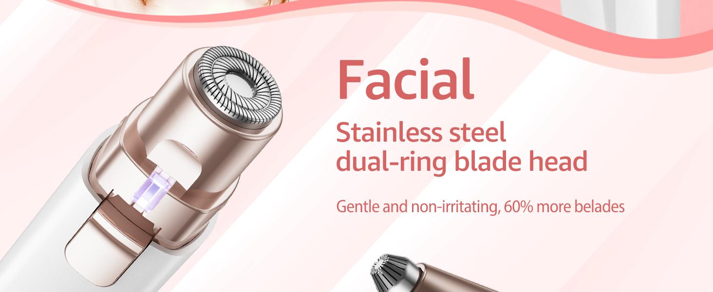 KAPHIO Facial Hair Removal for Women: Electric Eyebrow Trimmer & Hair Removal Device - 2 in 1 Rechargeable Face Shaver Painless Eyebrow Shaper for Upper Lip Chin Peach Fuzz brow