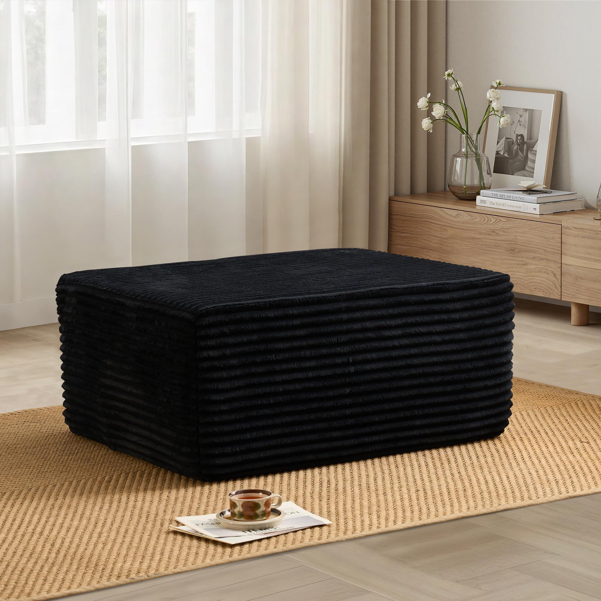 XIZZI 37" Corduroy Ottoman Seat Module for Modular Sectional Sofa, Cushioned Stool Foot Rest Stool, DIY L-Shaped & U-Shaped Plush Corduroy Sofa for Living Room