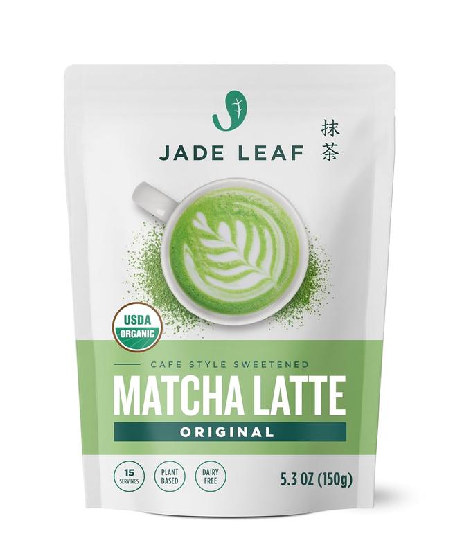 Jade Leaf Matcha Organic Matcha Latte Mix - Lightly Sweet Japanese Matcha Green Tea Powder with Organic Can Sugar for Café Style Blend, 5.3 Ounce / 150g (Pack of 1)