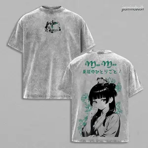 Maomao The Apothecary Diaries T-Shirt Oversize Unisex Heavy Cotton Vintage Washed Double Printed Anime Manga Graphic Tee Japanese Retro Streetwear Cosplay Womenswear Menswear Top