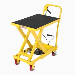 Garvee Hydraulic Lift Table Cart, 500 LB Capacity, 10-28.5 in Lifting Range, Heavy Duty Single Scissor Lift Cart with Non Slip Pad & Wheels, Manual Lifting Table for Material Handling, Yellow