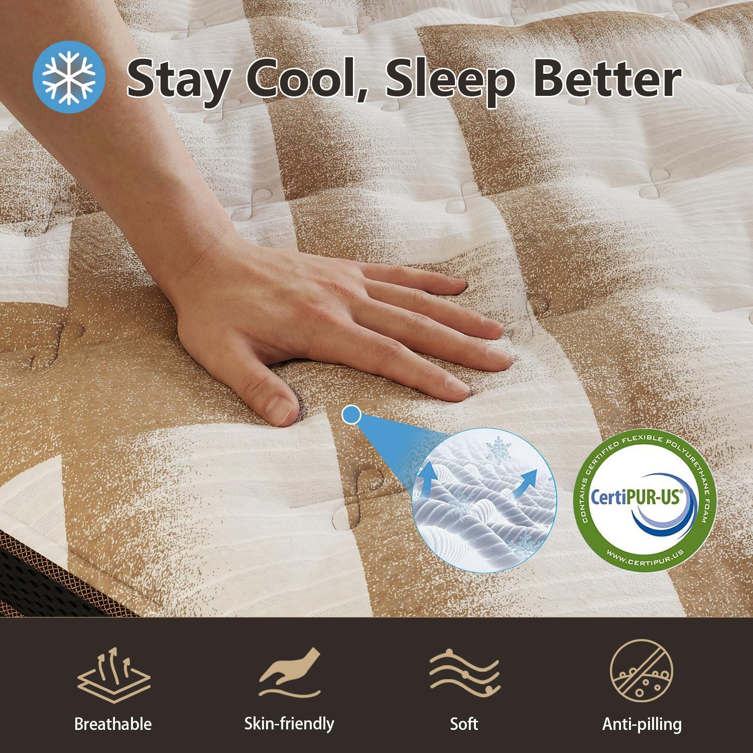 12"14" Twin Full Queen King Size Mattress in a Box Hybrid Spring Memory Foam, Medium Firm Ergonomic Mattress