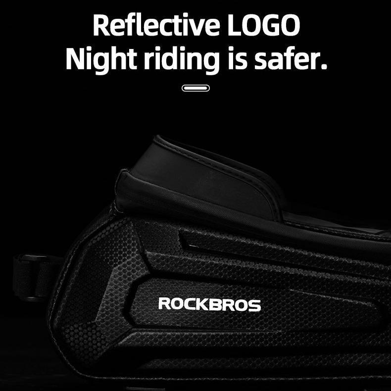 ROCKBROS Waterproof Bike Phone Mount Bag – EVA Hard Shell Bicycle Pouch with Rain Cover, Fits iPhone 14/13/12/11 Pro/XS Max/XR & Smartphones Up to 6.8” – Secure Cycling Accessory for Mountain & Road Bikes