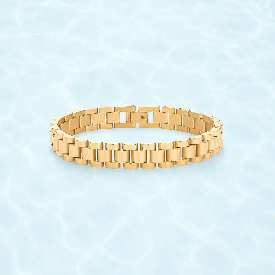 PAVOI Waterproof Watch Strap Chain Bracelet for Women - 14K Gold Plated Two Toned Chunky Link Bracelet - Stainless Steel Mixed Metals Statement Gold Jewelry