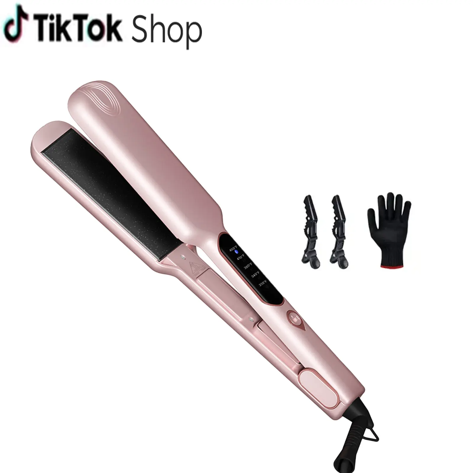 Thirtek 2 Inch Wide Anti-Frizz Nano Ceramic​ Flat Iron for All Hair Types - Thick, Curly, Coarse Hair, Professional Hair Straightener for Straightening, Deep Wave & Loose Curl, 15s Quick Heat, 5 Temp LED, Floating Plates, 360°Cord, with Glove & 2 Clips.