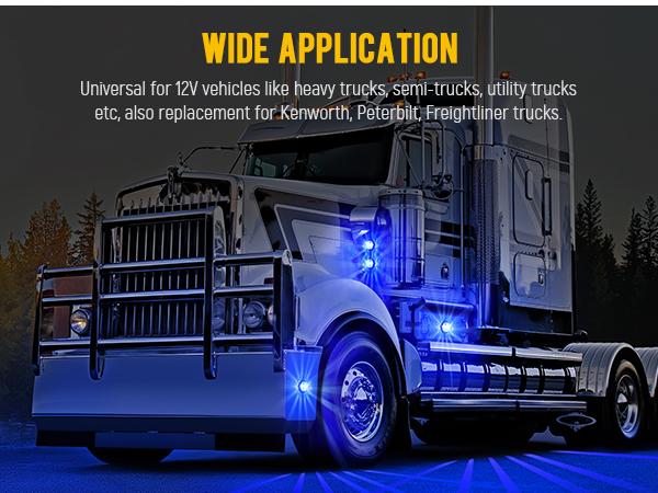 Partsam Glass Watermelon Lights with Bezel Replacement for Kenworth Peterbilt Freightliner Trucks