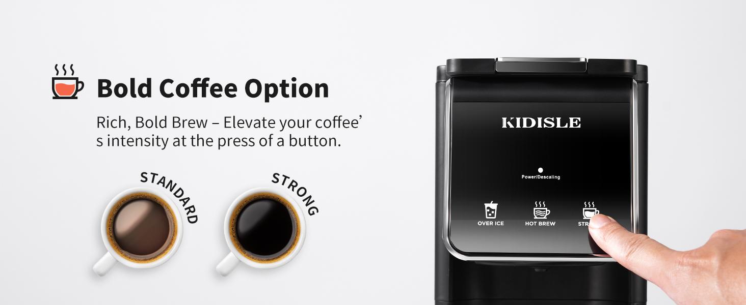Hot & Iced Coffee Maker for K-Cups & Ground Coffee, Single-Serve Brewer with Bold Setting, Reusable Filter, Travel Mug Friendly, Compact & Quick Brew, Black Household Appliances espresso machine coffee bar supplies