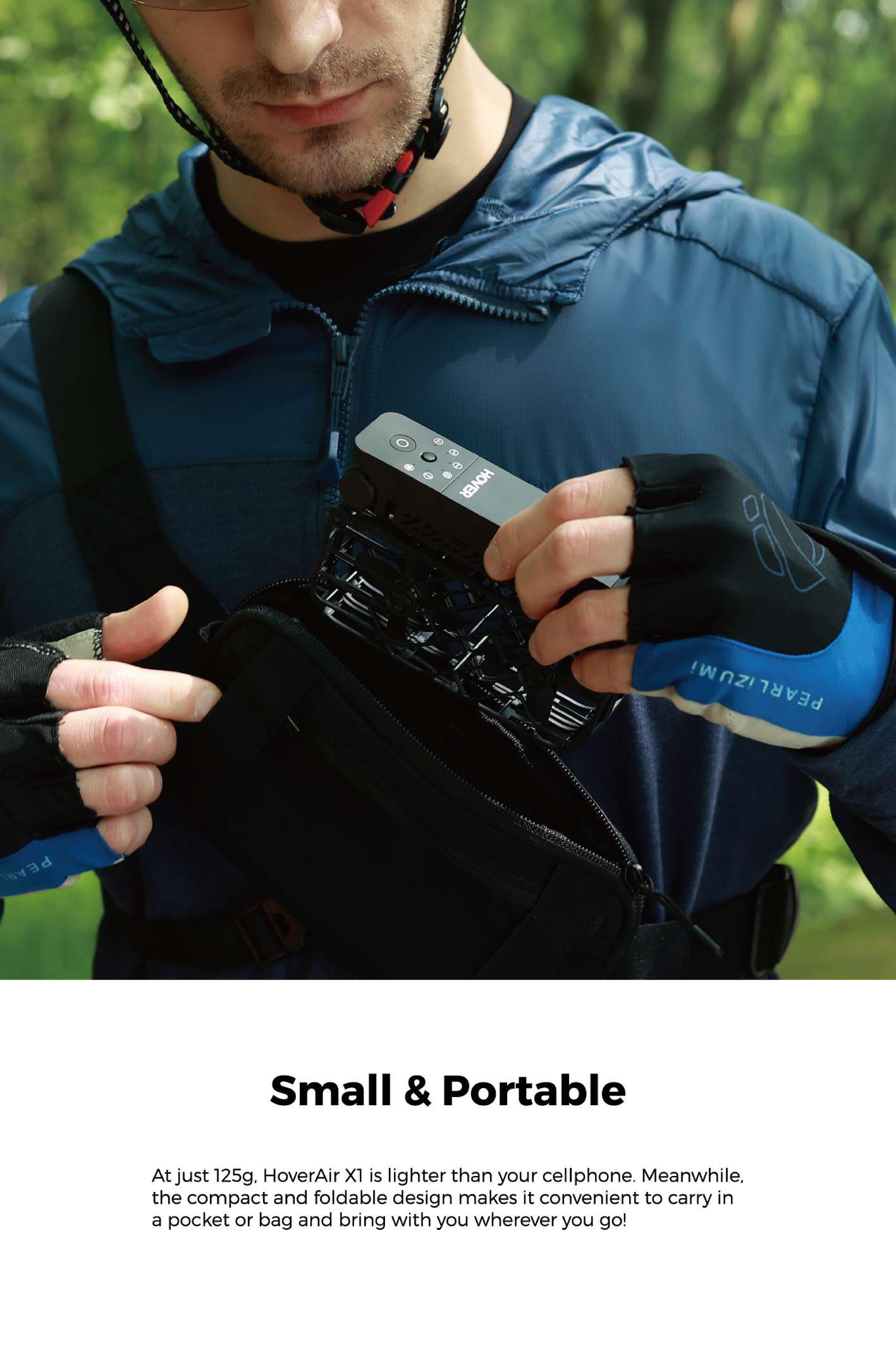 HOVERAir X1 Pocket-Sized Self-Flying Camera Lightweight Quadcopter with 5 Pre-Programmed Flights Foldable Design 125g Portable Electronic Handbag Mechanical Recording Drone
