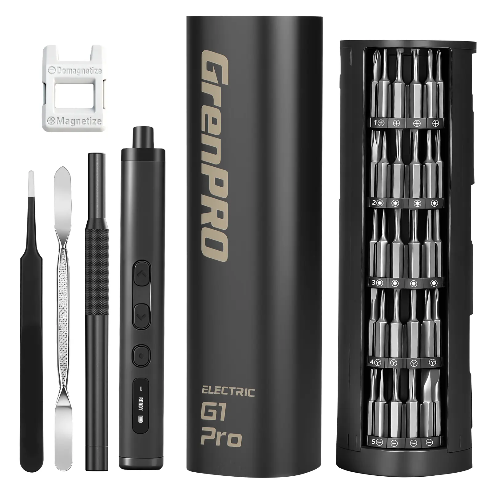 GrenPRO G1 Pro 78-Piece Precision Cordless Electric Screwdriver Set, 3.7V Built-in Battery, 5 Torque LED Display, Magnetic Repair Kit for Phones & Electronics