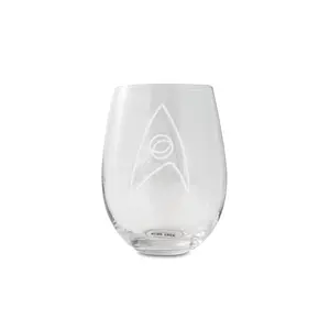 Star Trek Stemless Wine Glass Decorative Etched Sciences Emblem | Holds 20 Ounces
