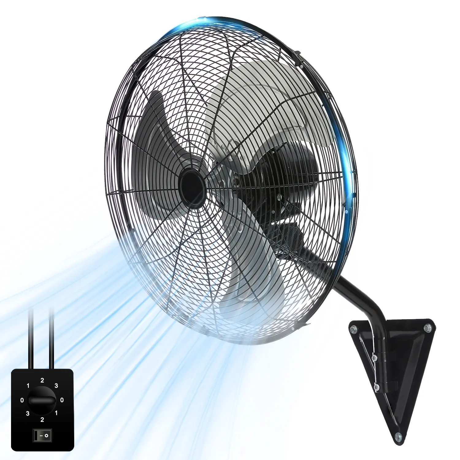 TMWING 20 inch Wall Mount Fan, Industrial Heavy Duty Fan with 8000cfm 3-Speed Winds,120°Oscillating,Ideal for Home, Garage, Warehouse, Indoor/Outdoor Use, Black Adjustable Tilt Head Convenient Adjustments