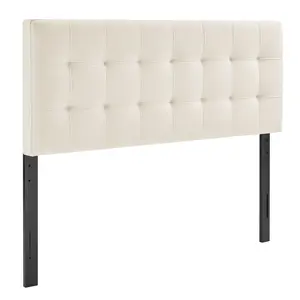 Lily Stain-Resistant Performance Velvet Queen Size Headboard in Alabaster