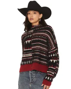 Rock & Roll Denim Women's And Southwestern Print Sweater - Bw32t06964