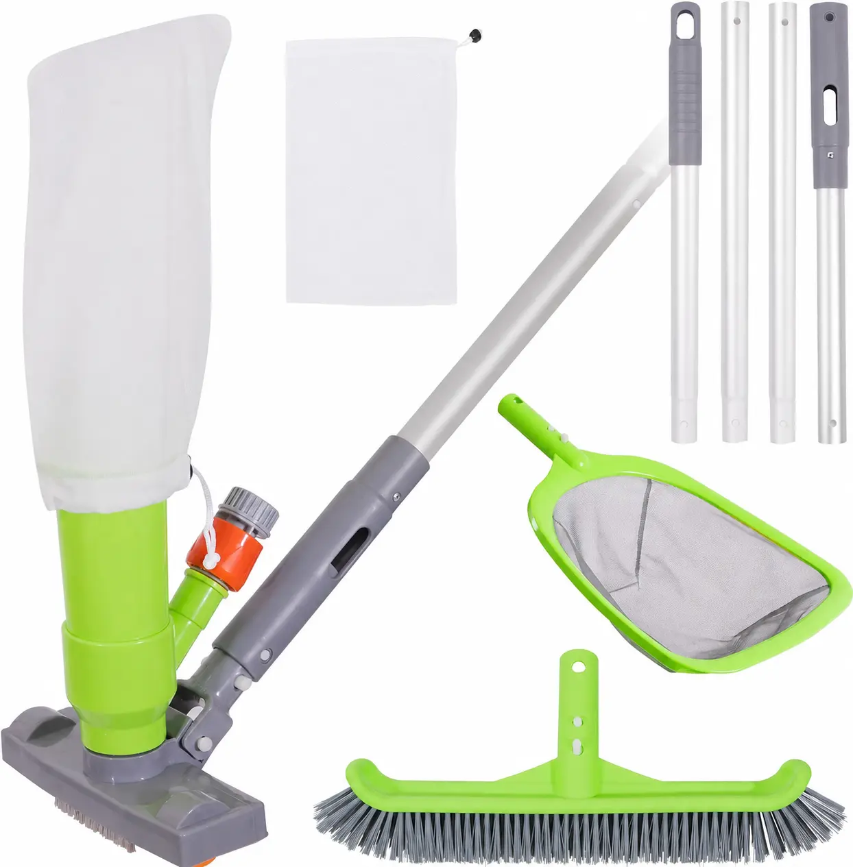 [Jet Suction] Sepetrel Pool & Spa Vacuum Cleaner Kit, Portable Suction Sweeper with 57.5" Pole & Skimmer Net, Perfect for Inflatable Pools, Hot Tubs & Above Ground Pools, Pool Accessories, Outdoor
