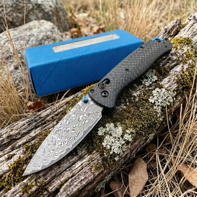 Damasus steel carbon fiber handle folding knife, 535 high-end pocketknife, Axis lock mechanism for smooth opening and closing, premium EDC tool, kitchen knife, Valentine’s Day gift