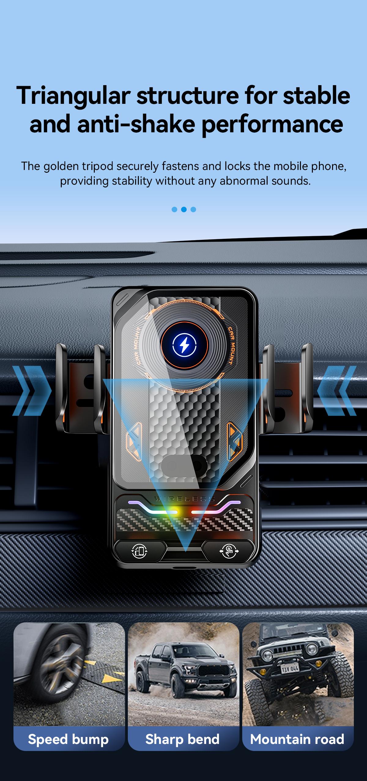 Wireless Car Charger Fast Rotatable Auto Clamping Car Charger Phone Holder fit iPhone Pro  tags Smartphone Cellphone Charging Electronic magnetic 360 rotating Lightning Bracket